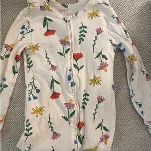 Old Navy Cream Floral Zip-Up footless pajamas